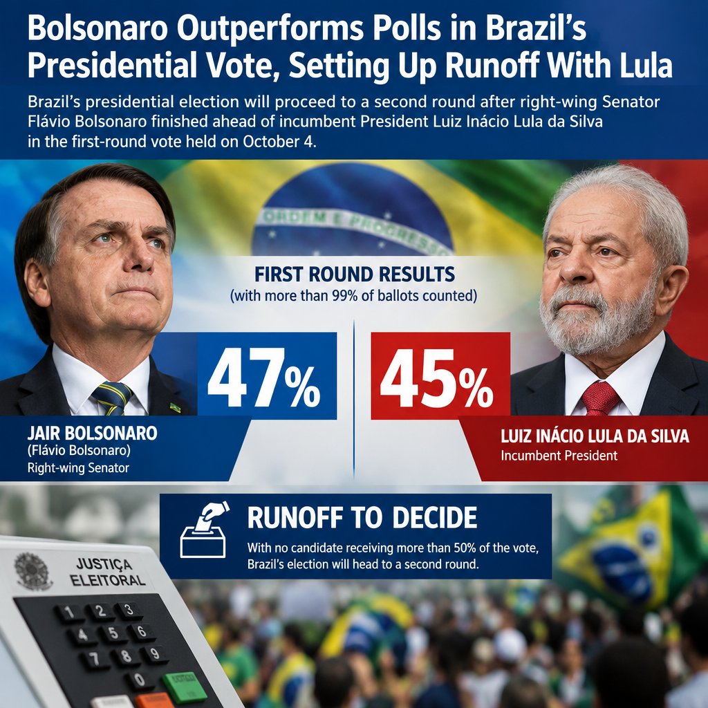 Business Friendly Bolsonaro Outperforms Polls in Brazil’s Presidential Vote, Setting Up Runoff With Lula